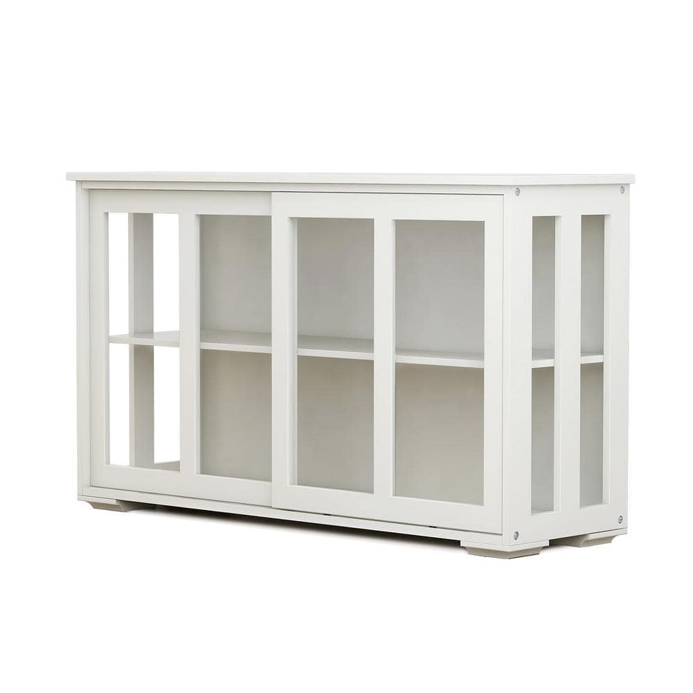 COWLOWN 41.92 in. W x 12.99 in. D x 24.6 in. H White Linen Cabinet with Glass Door (1)