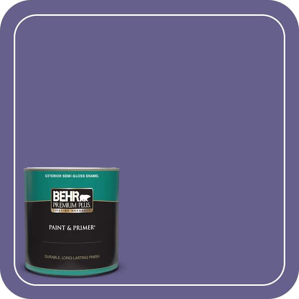 BEHR PREMIUM PLUS 1 qt. #S-G-630 Majestic Purple Semi-Gloss Enamel Exterior Paint & Primer (2)