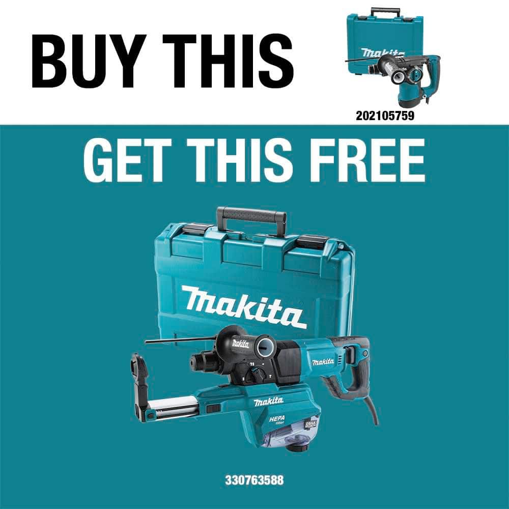 Makita 7 Amp 1-1/8 in. Corded SDS-Plus Concrete/Masonry Rotary Hammer Drill with Side Handle and Hard Case (3)