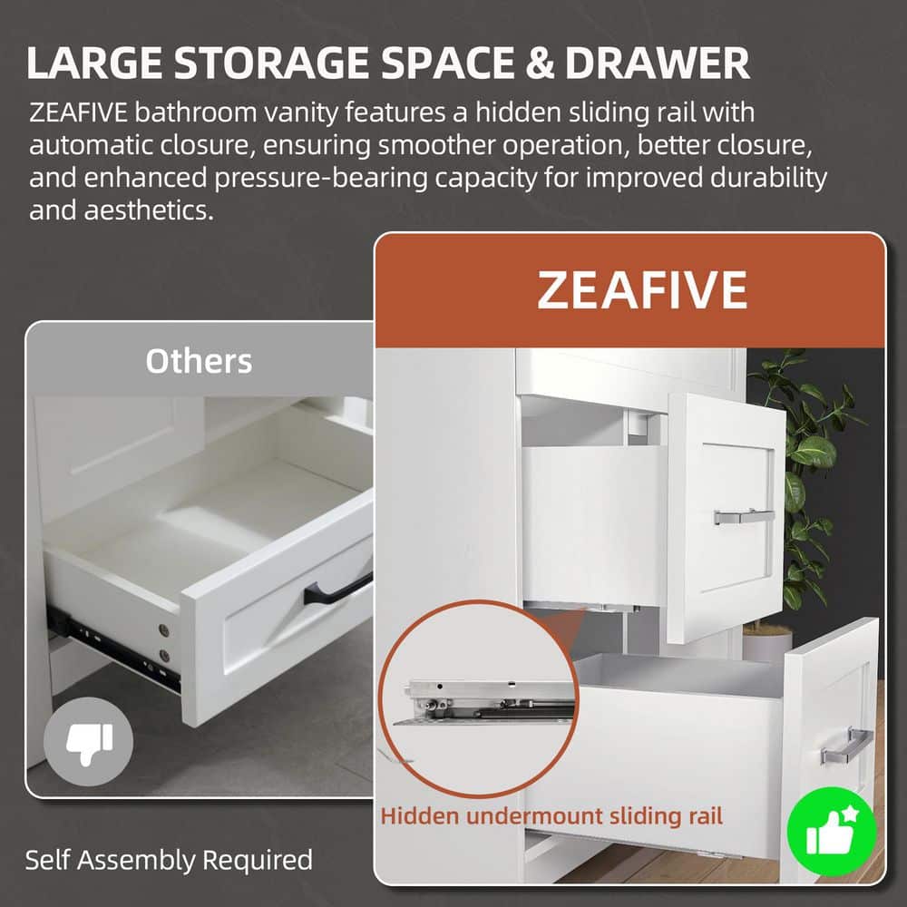 Zeafive Mox 30 in. W x 21.5 in. D x 33.5 in. H Freestanding Bath Vanity Cabinet without Top Bathroom Base in White Unassembled (2)