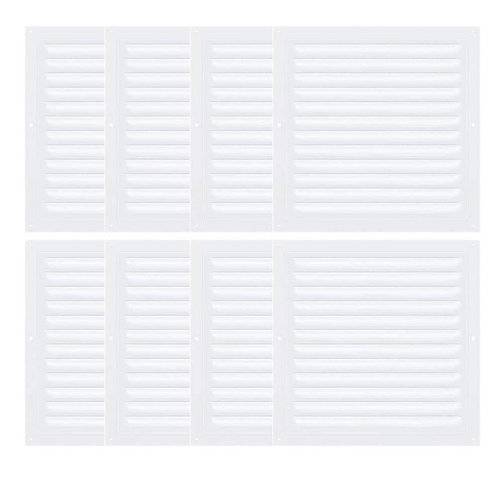 KIWDZFU 10 x 10 in. White Aluminum Louver Grille Screen Mesh Vent Durable Easy Install Attic Shed Wall Ventilation Vent 8-Pack