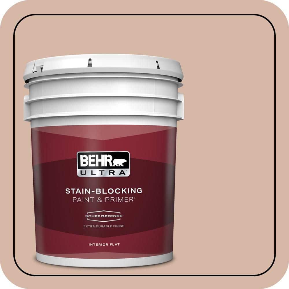 BEHR ULTRA 5 gal. #S190-3 Sedona Pink Extra Durable Flat Interior Paint & Primer