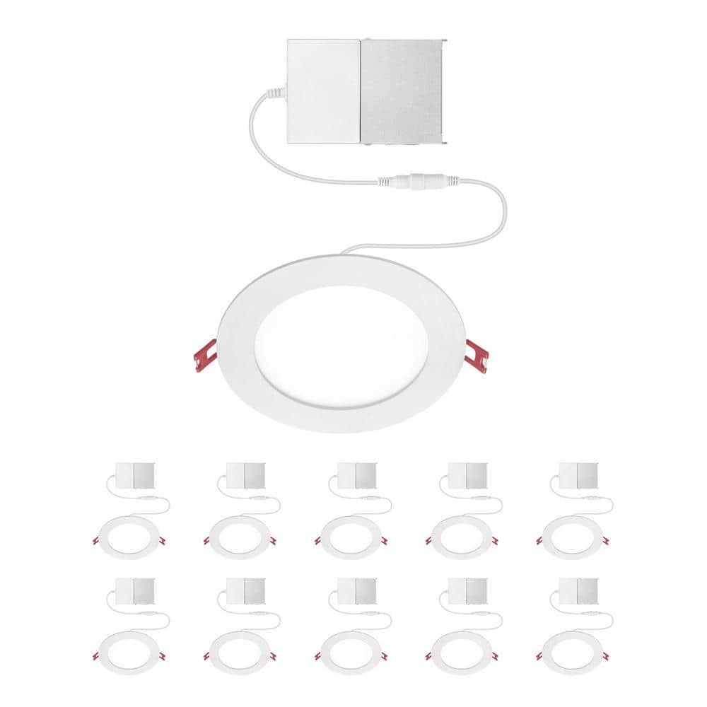 Commercial Electric 10-Pack 6 in. Value Series Slim Integrated LED Soft White Color Temperature Dimmable Canless Recessed Light, White (1)