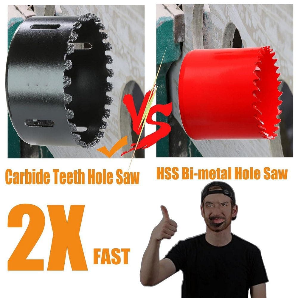 Unbranded Carbide Grit Hole Saw 4-1/2 Cutting Tool with Pilot Drill Bits for Air Brick Stucco Drywall Cement Board Extra Long Life (3)