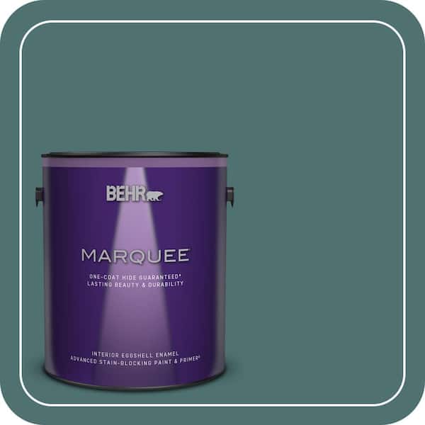 BEHR MARQUEE 1 gal. #S440-6 Tealish Eggshell Enamel Interior Paint & Primer (2)