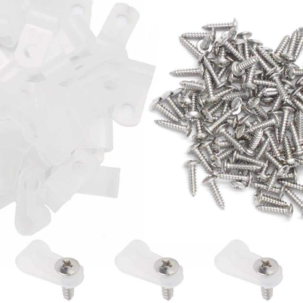 Unbranded 50-Piece 1/4 in White Nylon R-Type Cable Clips with Stainless Steel Screws for Wire and Rope Light