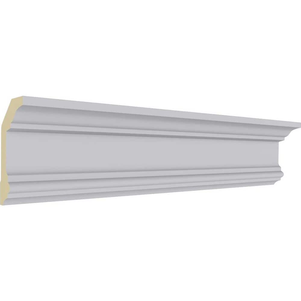 Ekena Millwork 4 in. H x 2-1/4 in. P x 4-1/2 in. F x 94-1/2 in. L Polyurethane Holmdel Traditional Smooth Crown Moulding (12-Pack) (2)