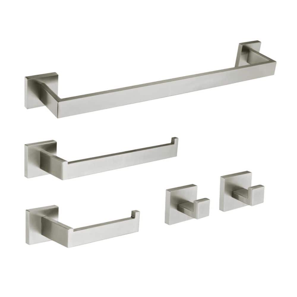 Kingston Brass Lasdun 5-Piece Bathroom Accessory Set with 18" Towel Bar in Brushed Nickel (1)