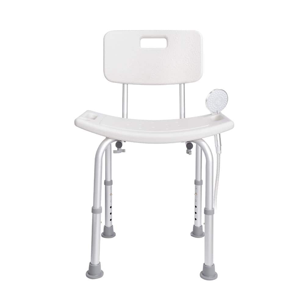 HONGGE Shower Chair with Back 350 lb., Adjustable Height Bath Chair for Inside Shower, Non-Slip Bathroom Bench for Elderly (1)