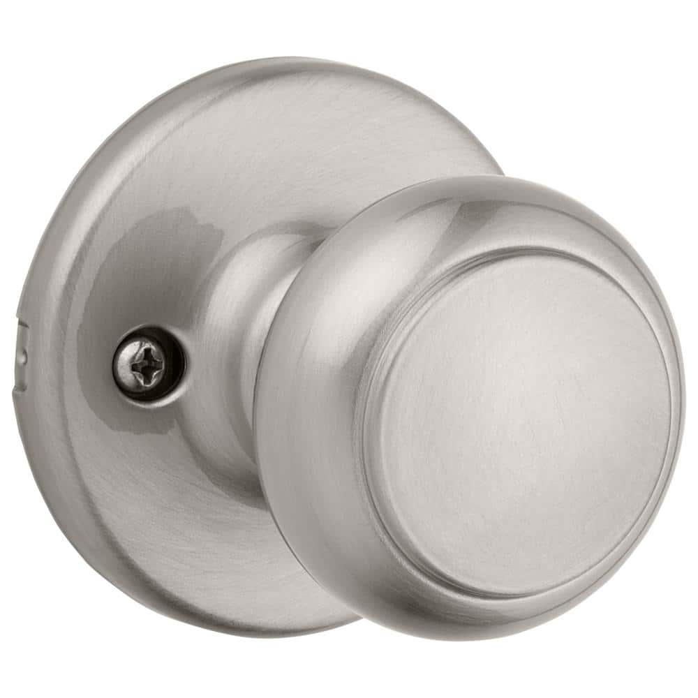 Kwikset Cove Satin Nickel Half-Dummy Door Knob Featuring Microban Antimicrobial Technology
