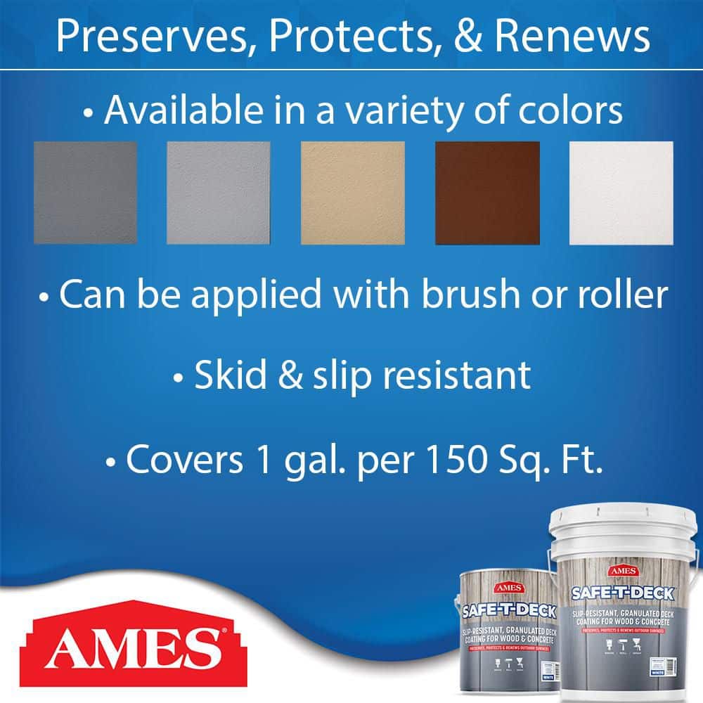 Ames Safe-T-Deck 1 gal. White Slip Resistant Waterproof Deck Coating (2)