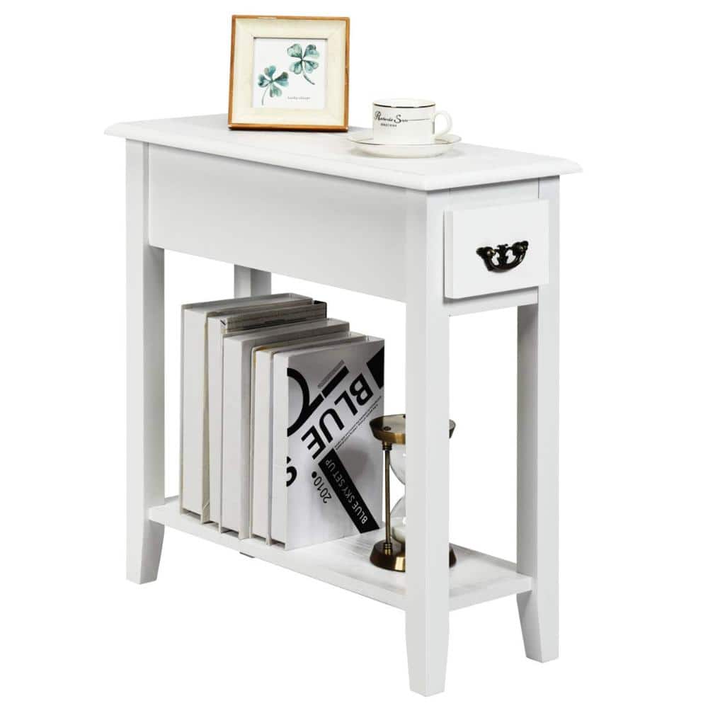 Volenca Narrow 2-Tier End Table, Bedside Nightstand with Shelf, Slim Sofa Side Table (2)