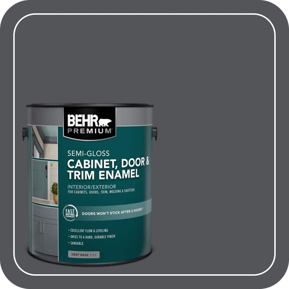 BEHR PREMIUM 1 gal. #N510-6 Orion Gray Semi-Gloss Enamel Interior/Exterior Cabinet, Door & Trim Paint