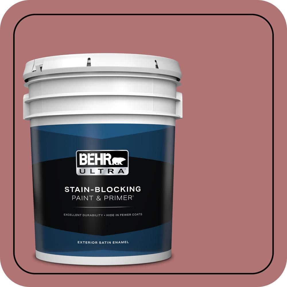BEHR ULTRA 5 gal. #S140-5 Red Gerbera Satin Enamel Exterior Paint & Primer