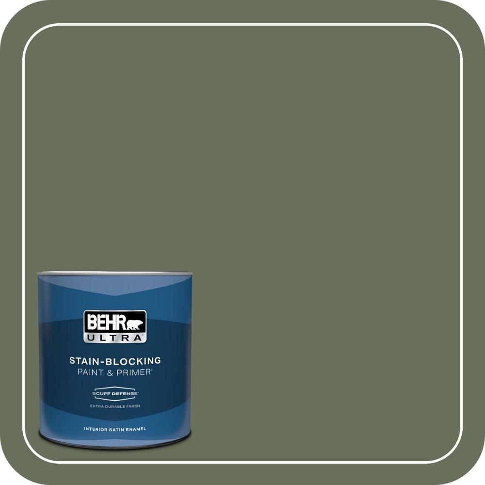 BEHR ULTRA 1 qt. #N390-6 Laurel Garland Extra Durable Satin Enamel Interior Paint & Primer