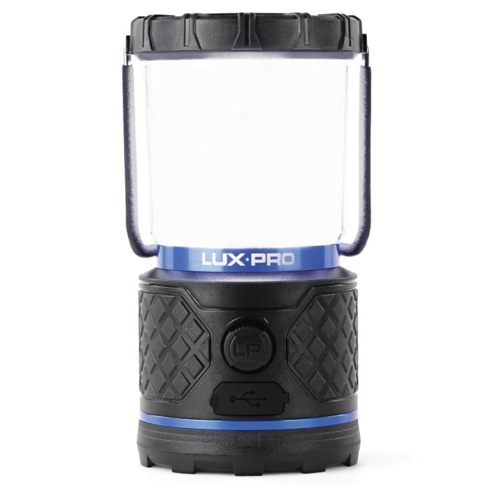 LUXPRO Rechargeable Dual Battery 360° Rugged LED Lantern with Diffused Lens, Power Bank and TackGrip