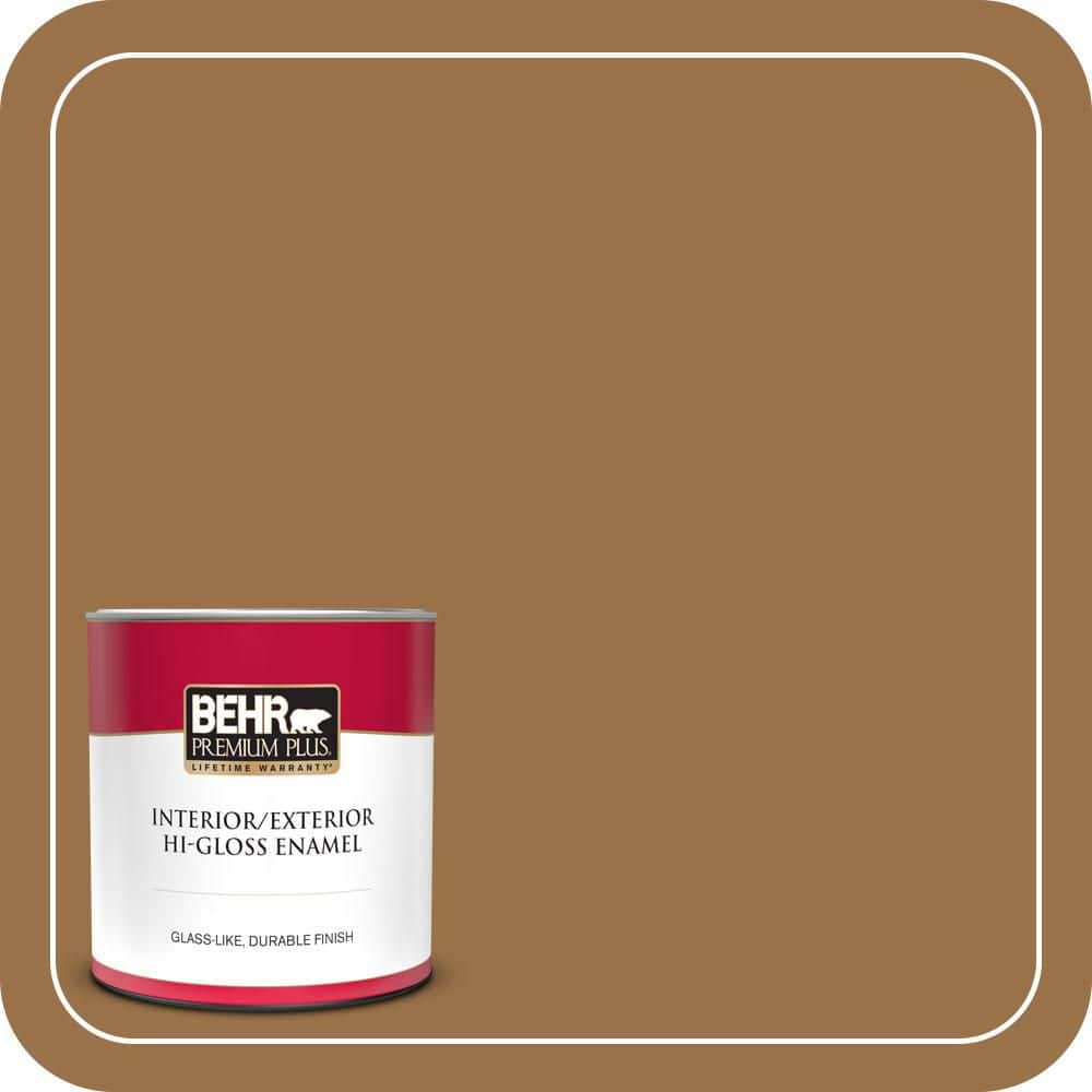 BEHR PREMIUM PLUS 1 qt. #PPU4-17 Olympic Bronze Hi-Gloss Enamel Interior/Exterior Paint & Primer (1)