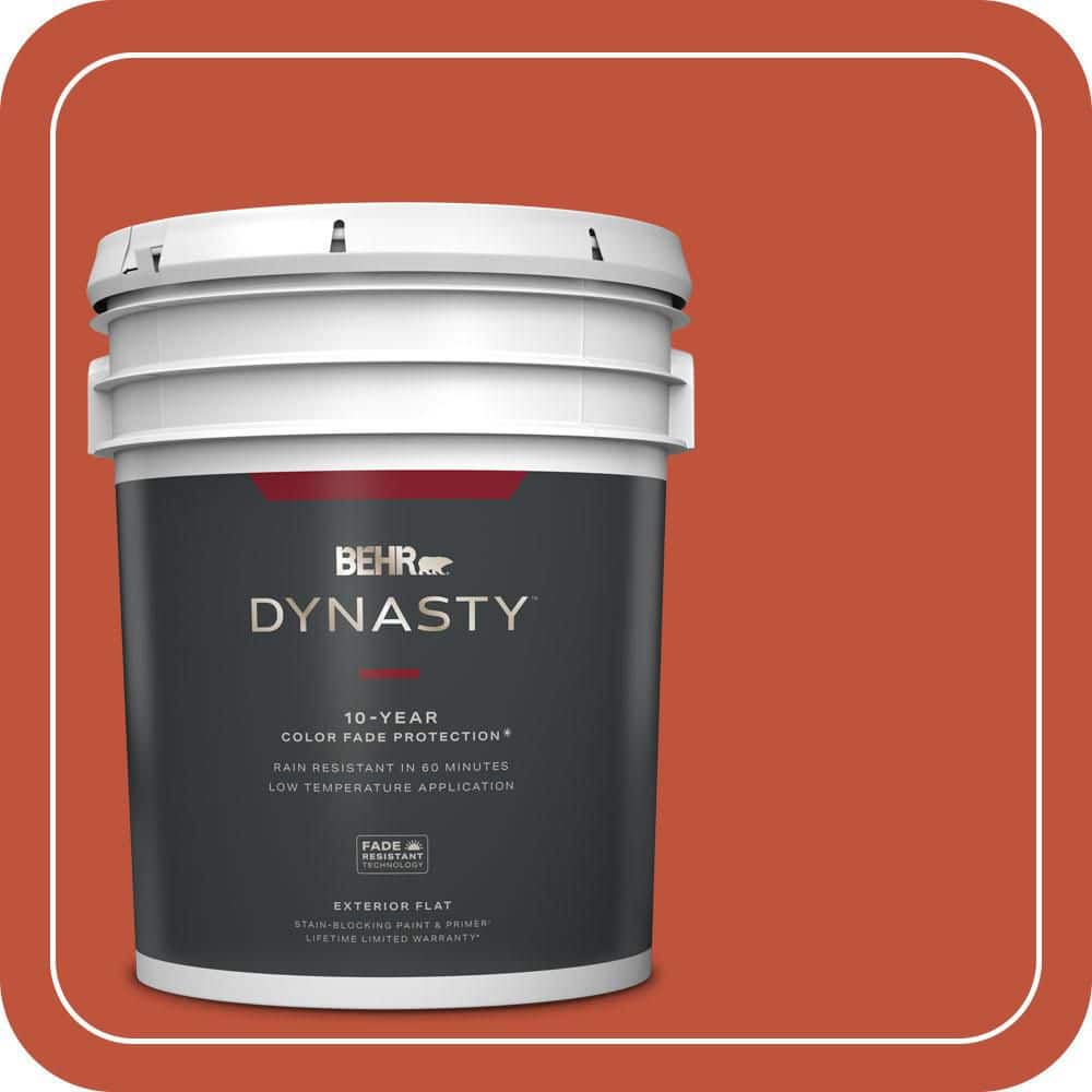 BEHR DYNASTY 5 gal. #S-G-200 Glowing Firelight Flat Exterior Stain-Blocking Paint & Primer