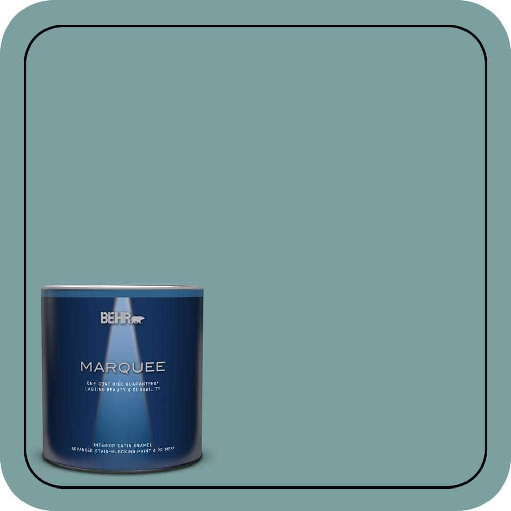 BEHR MARQUEE 1 qt. #S440-4 Tower Bridge One-Coat Hide Satin Enamel Interior Paint & Primer