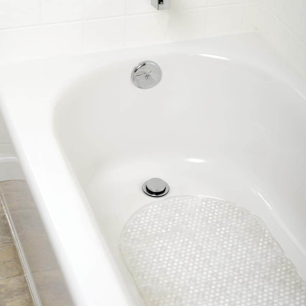 Glacier Bay 15.5 in. x 27.5 in. Bubble Bath Mat in Clear (3)
