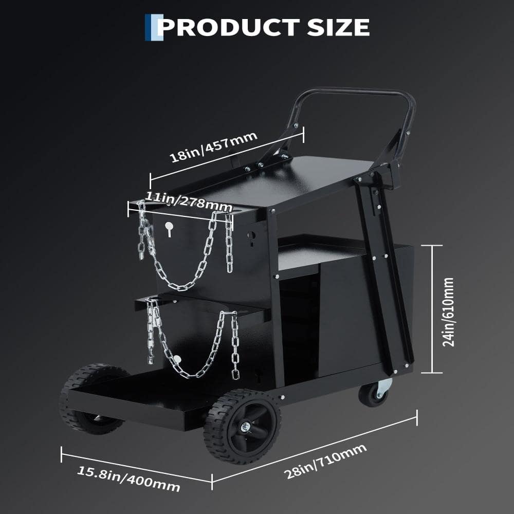 PioneerWorks Welding Cart with 4 Drawers, 270 Lbs Capacity,  Welder Cart with Tank Storage for MIG/TIG Welder & Plasma Cutter (2)