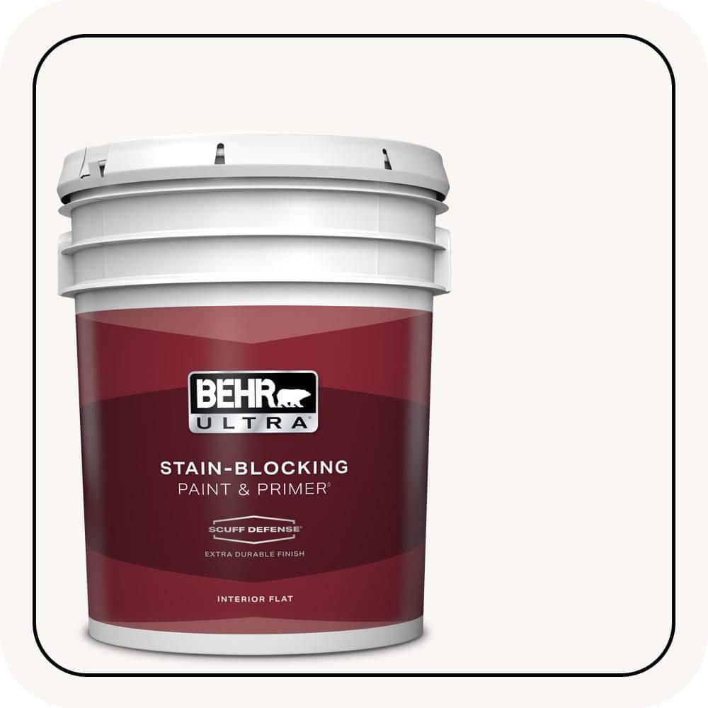 BEHR ULTRA 5 gal. Ultra Pure White Extra Durable Flat Interior Paint & Primer (1)