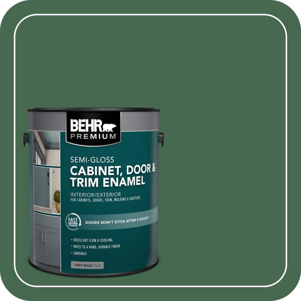 BEHR PREMIUM 1 gal. #M410-7 Perennial Green Semi-Gloss Enamel Interior/Exterior Cabinet, Door & Trim Paint (1)