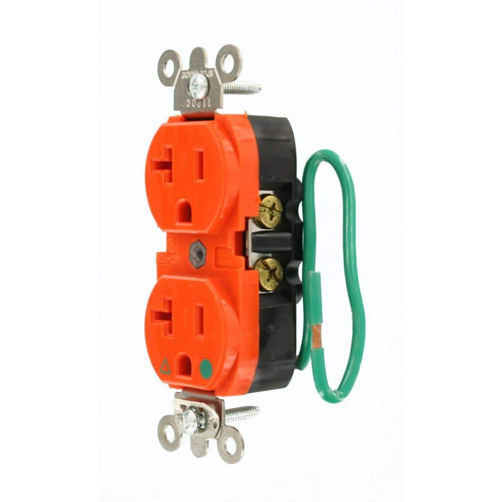 Leviton 20 Amp 125 V Hospital Grade Isolated Ground Duplex Outlet/Receptacle w/ Leads, Orange (1-Pack) 8300-LIG (3)
