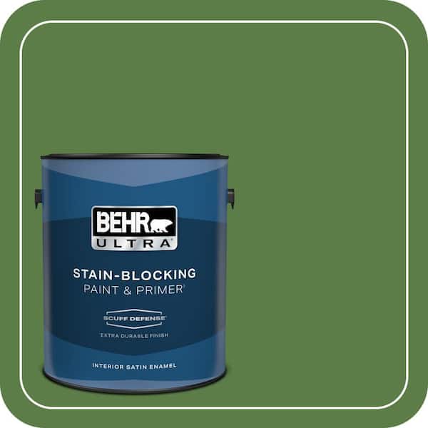 BEHR ULTRA 1 gal. #440D-6 Grassy Field Extra Durable Satin Enamel Interior Paint & Primer (2)