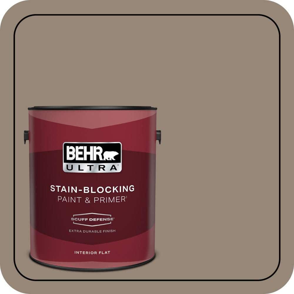 BEHR ULTRA 1 gal. #PPU5-06A Light Truffle Extra Durable Flat Interior Paint & Primer (1)