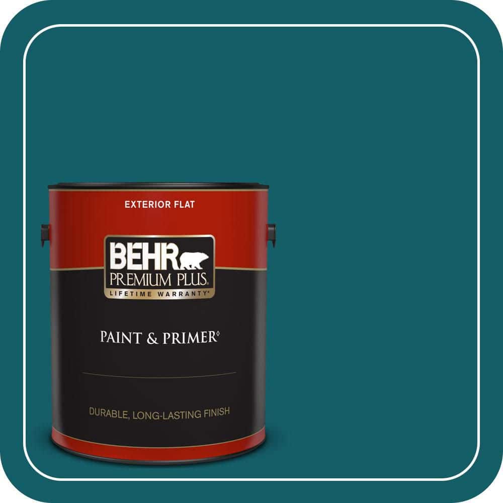 BEHR PREMIUM PLUS 1 gal. #S-H-530 Tropical Skies Flat Exterior Paint & Primer