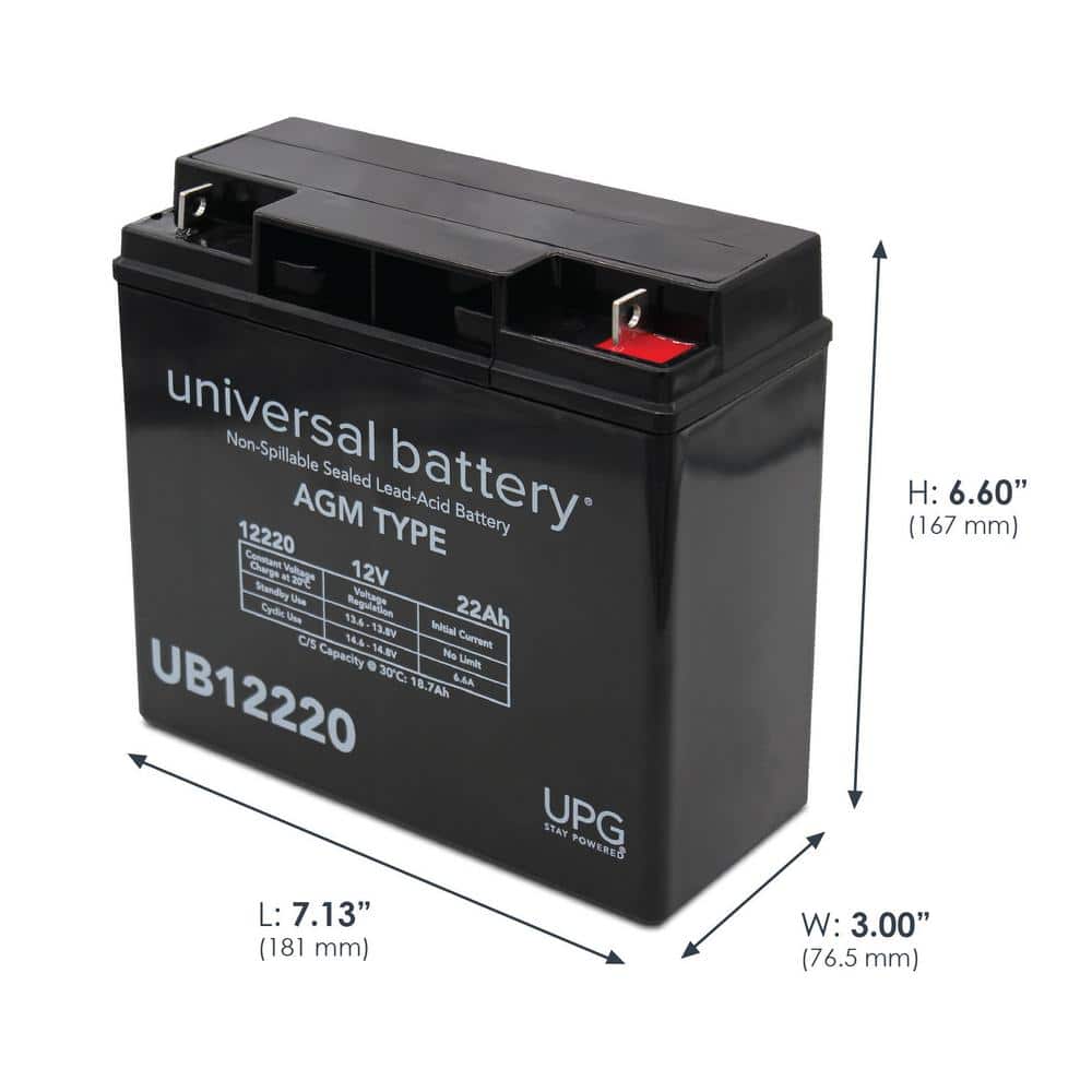 UPG 12-Volt 22 Ah T4 Terminal Sealed Lead Acid (SLA) AGM Rechargeable Battery (2)