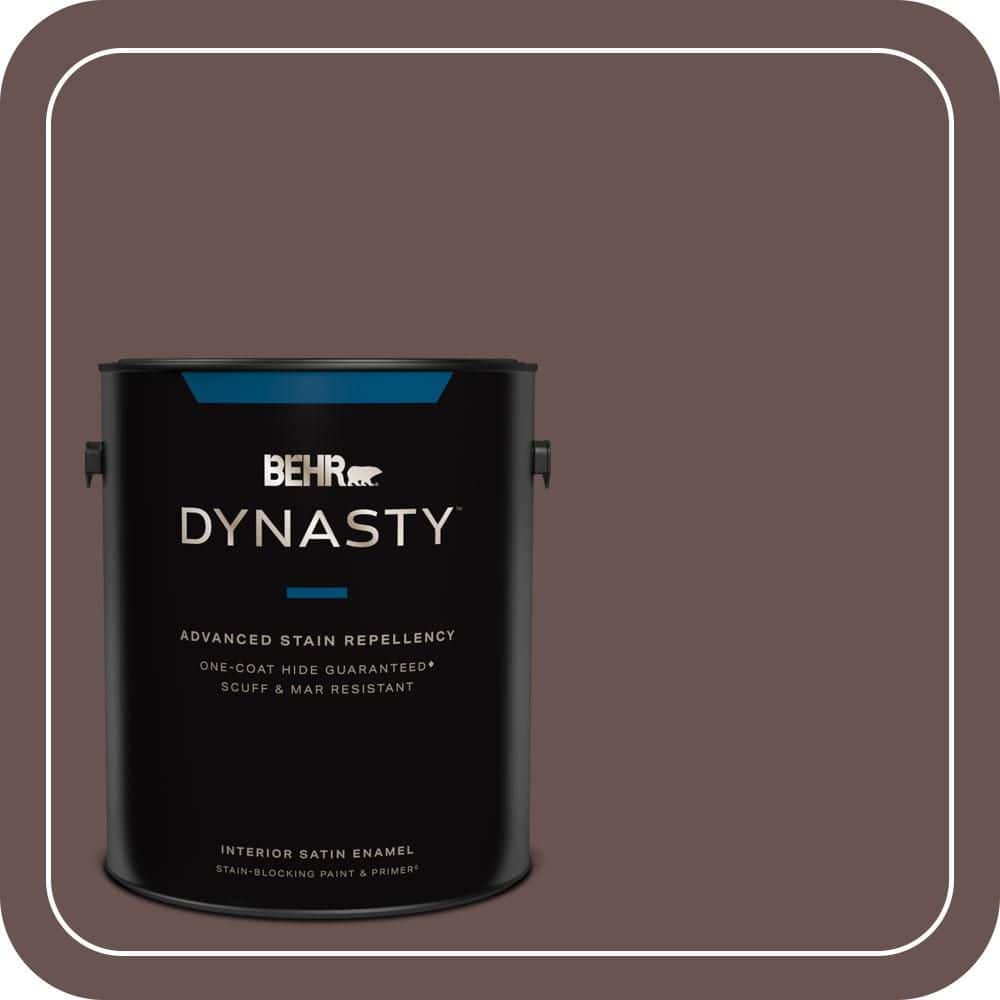 BEHR DYNASTY 1 gal. #MQ1-42 Briar Wood One-Coat Hide Satin Enamel Interior Stain-Blocking Paint & Primer