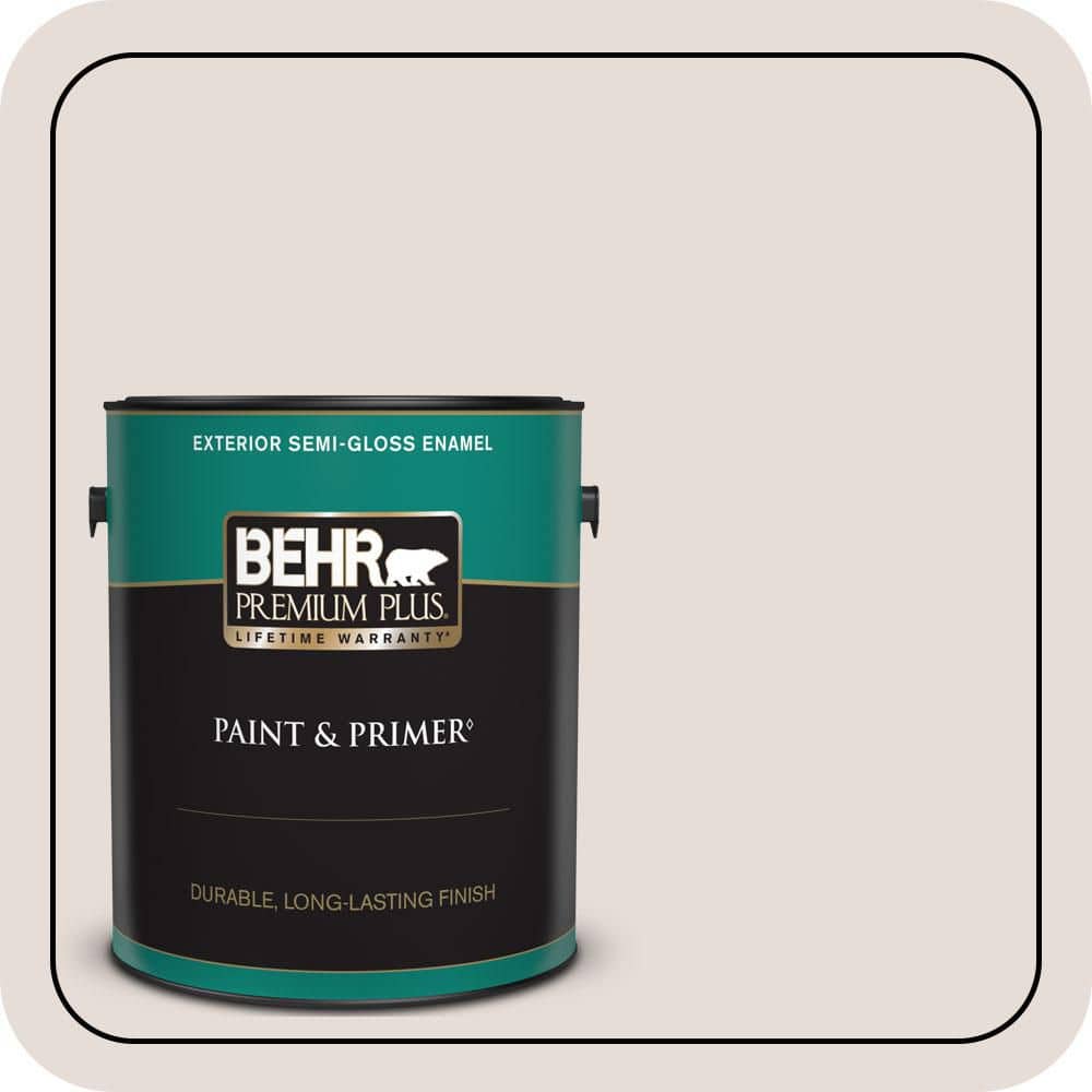 BEHR PREMIUM PLUS 1 gal. #PR-W11 Patience Semi-Gloss Enamel Exterior Paint & Primer