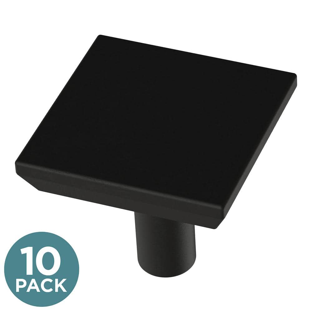 Liberty 10-Pack Simple Square 1-1/8 in. 29 mm Matte Black Cabinet Knob
