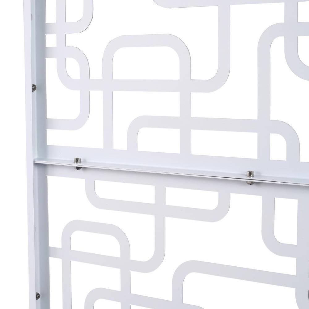 Boosicavelly 48" W x 76" H White Steel Freestanding Privacy Fence Screen for Garden Fence (2)