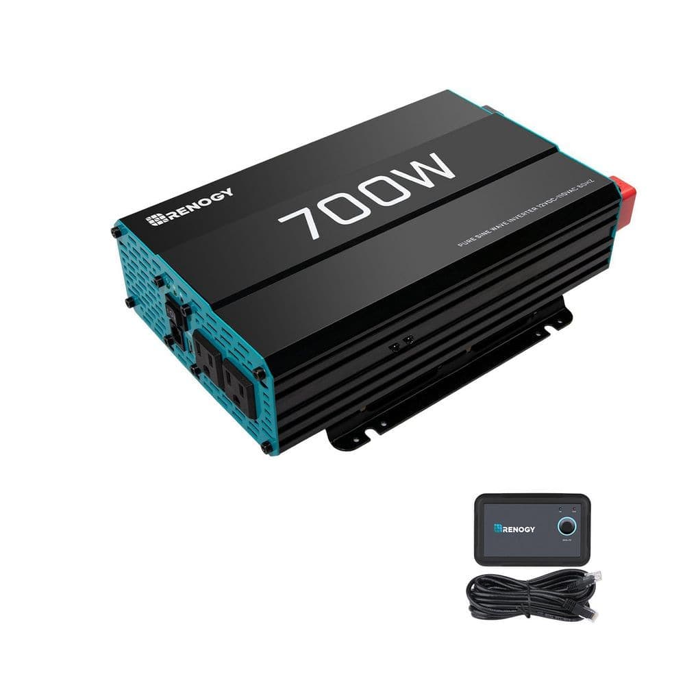 Renogy 700-Watt 12V DC to 120V AC Pure Sine Wave Inverter Off-Grid Solar Power Converter Remote-Controlled for Li,AGM,GEL,SLD (1)