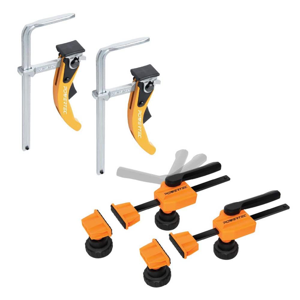 ‎POWERTEC Bench Dog Clamps (2PK) for 3/4 in. Dog Holes w/ Quick Release Ratcheting Table Clamps (2PK) MFT and Guide Rail System (1)