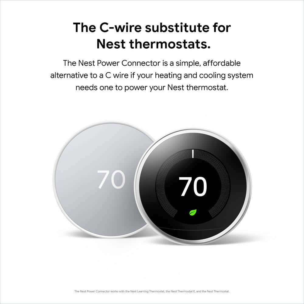 Google Nest Power Connector - C-Wire Substitute for Home System Without C Wire - Compatible with Nest thermostats (2)