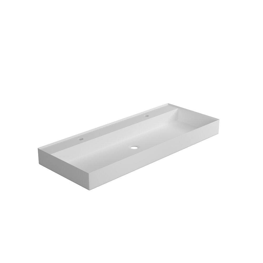 LIVACA 47.20 in. x 18.90 in. Drop-In Bathroom Sink in Matte White Solid Surface with Durable Stone Resin Construction (2)