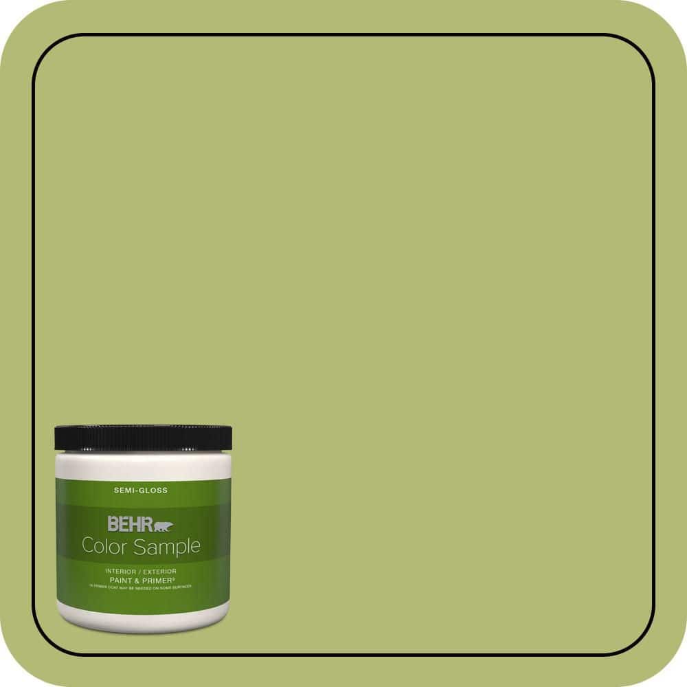 BEHR PREMIUM PLUS #410D-4 Asparagus Flat Interior/Exterior Paint & Primer Color Sample (1)