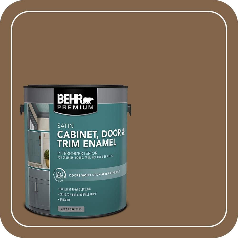 BEHR PREMIUM 1 gal. #SC-109 Wrangler Brown Satin Enamel Interior/Exterior Cabinet, Door & Trim Paint