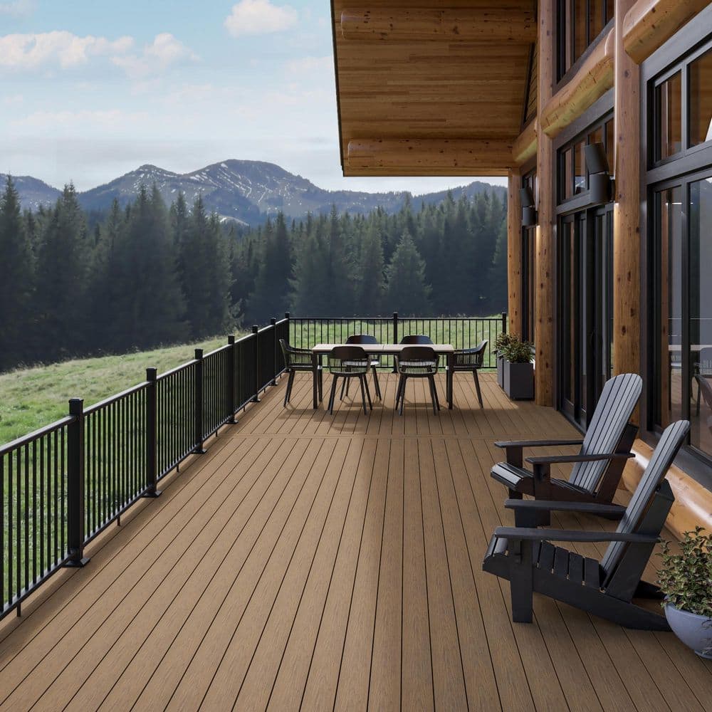 Deckorators Altitude 1 in. x 5-1/2 in. x 12 in. Highland Brown Grooved Composite Deck Board Sample (2)