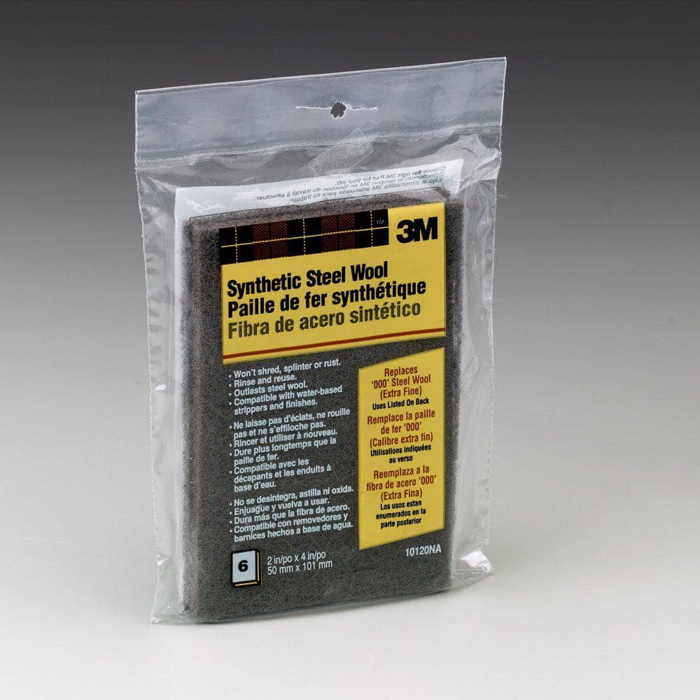 3M 2 in. x 4 in. #000 Extra Fine Synthetic Steel Wood Pads (6-Pack)