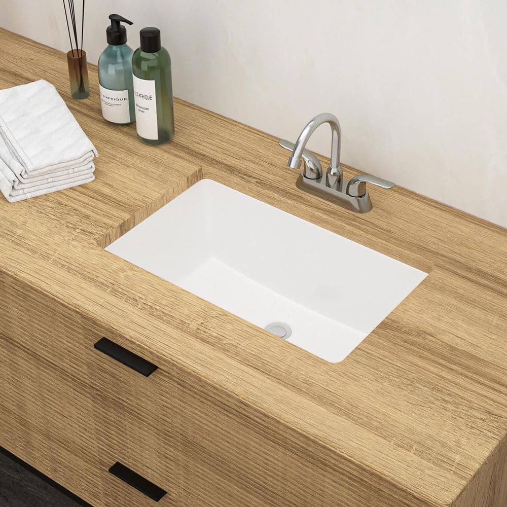 Dueyeeri 21 in. x 13 in. Undermount Rectangular Bathroom Sink with Overflow in White Ceramic (3)
