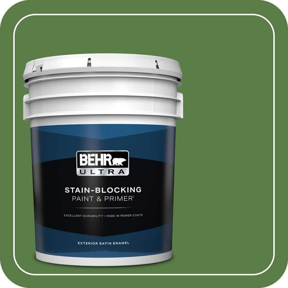 BEHR ULTRA 5 gal. #S-H-430 Mossy Green Satin Enamel Exterior Paint & Primer