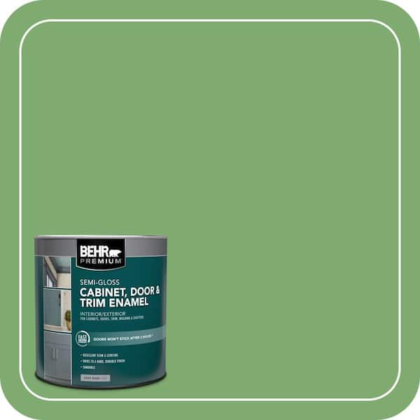 BEHR PREMIUM 1 qt. #M390-5 Sage Garden Semi-Gloss Enamel Interior/Exterior Cabinet, Door & Trim Paint (2)