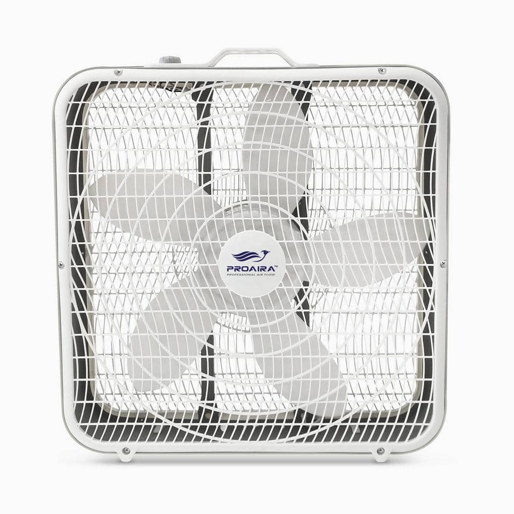 PROAIRA 20 in Box Fan in White with 3 Speed Control and Carry Handle