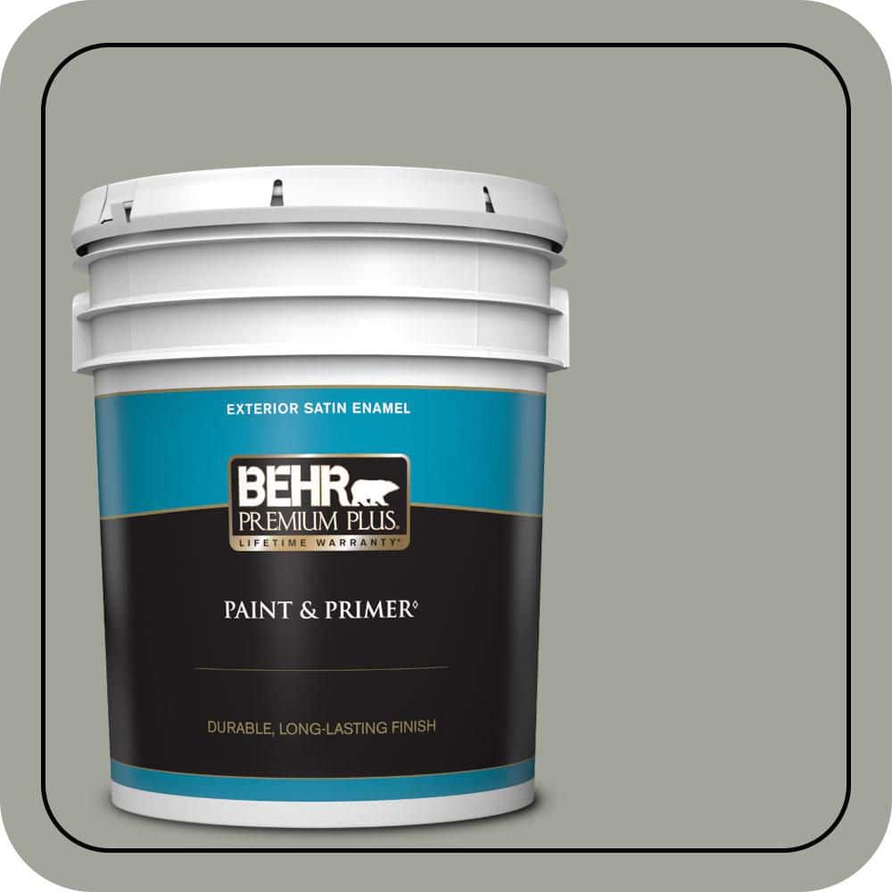 BEHR PREMIUM PLUS 5 gal. #N380-4 Strong Winds Satin Enamel Exterior Paint & Primer