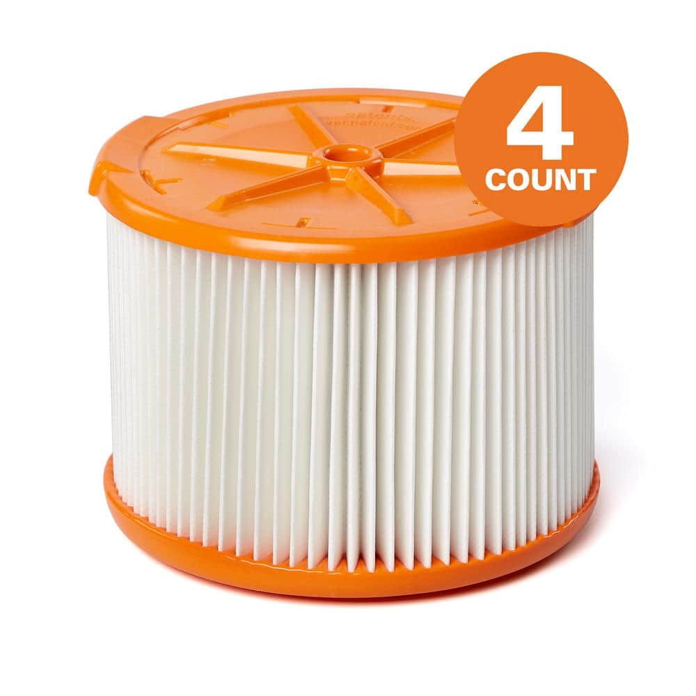 Genuine VF3800A Pleated HEPA Replacement Wet Dry Vac Shop Vacuum Filter for Most 3-4.5 Gal. RIDGID Wet Dry Vacs (4-Pack)